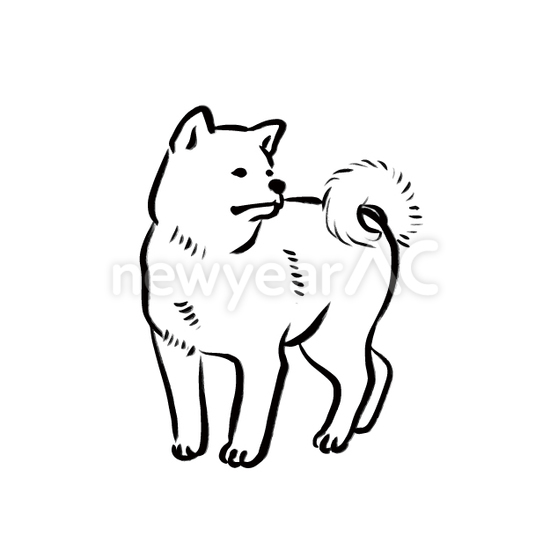 犬の水墨画14 No 110364 2020年の無料年賀状デザインなら年賀状ac