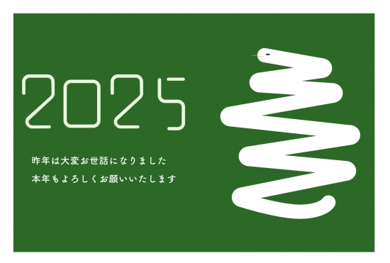 ジグザグ蛇　横長の巳年年賀状
