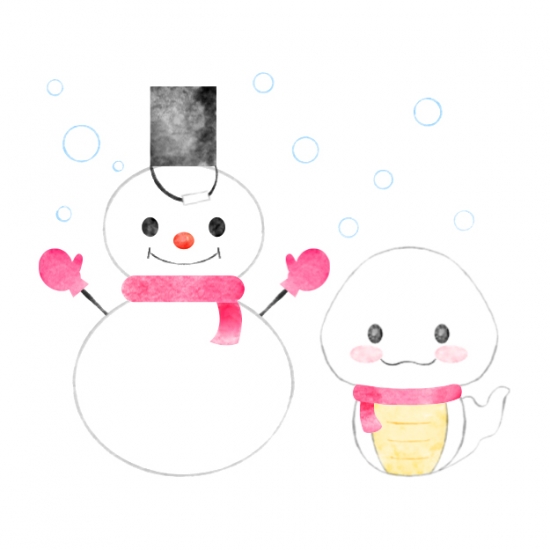 雪だるまと白蛇